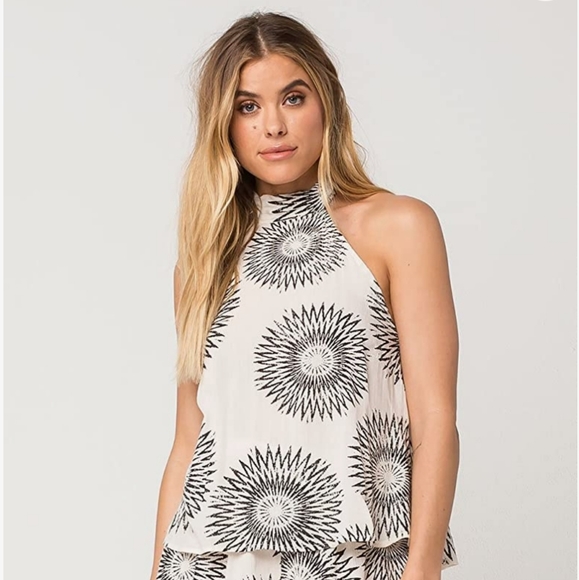 Billabong Moon Bud Printed Mock Neck Halter Top Small - Picture 3 of 13